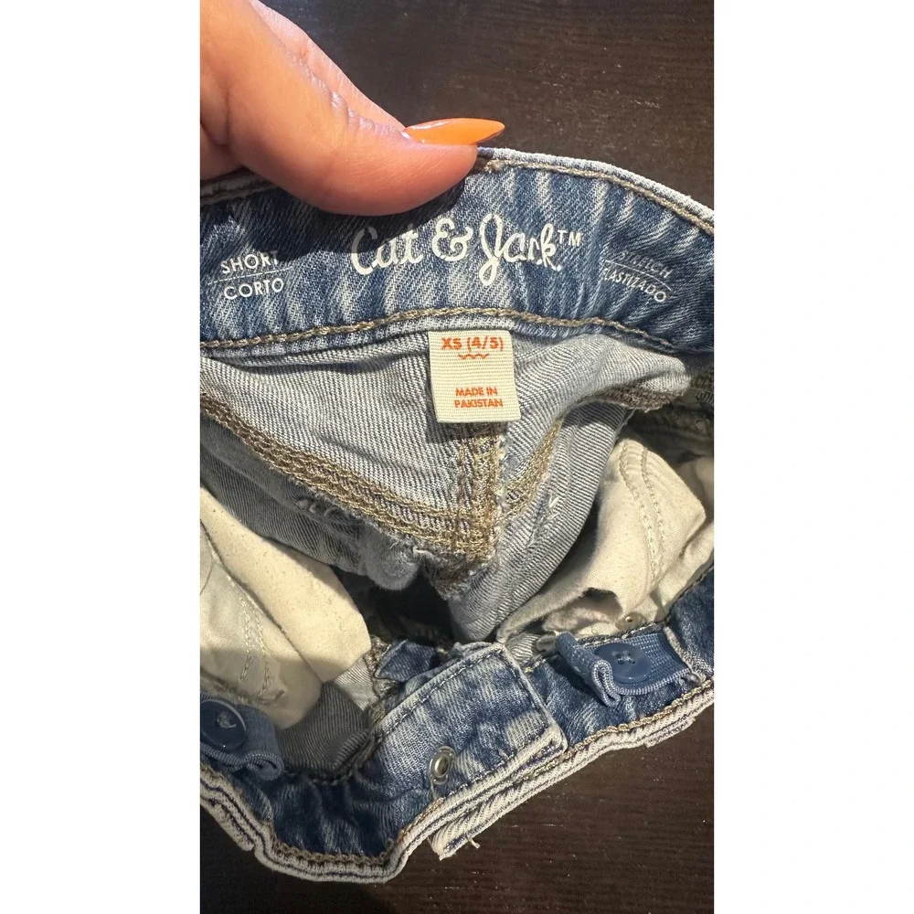 Cat & Jack Girls Light Wash Distressed Denim Cut Off Shorts XS 4/5